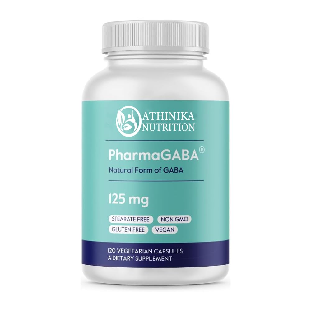 PharmaGABA 120 Veggie Caps Natural GABA Supplement No Stearates Vegan Non GMO Gluten Free-image-1