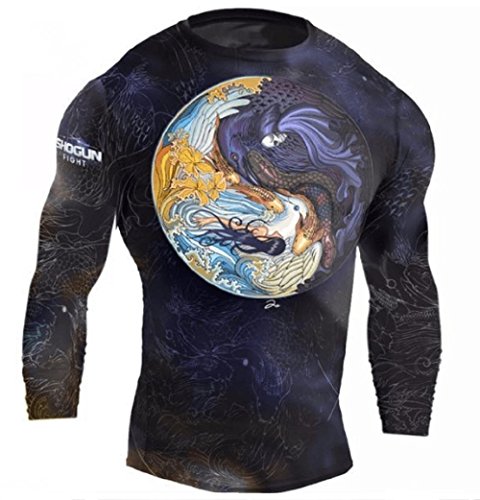 SHOGUN Fight Rash Guard BJJ MMA Premium Jiu Jitsu Fighting Grappling Compression Shirt, X-Large Tao Long Sleeve