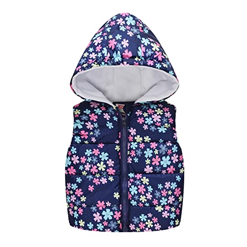 Toddler Boys Girls Winter Sleeveless Print Coat Hooded Jacket Thicken Windproof Zipper Warm Outwear 4t Girls
