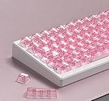 dagaladoo Pink Clear keycaps,Transparent keycaps 60 75 100 Percent,Ceramic Jelly Key caps Set,Shine Through Key caps.,MDA Profile Keyboard Key Cap for Mx Switches Mechanical Keyboard(115key)