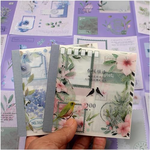 Dwpetzo 40 Sheets Sticker Book for Adults Journaling Washi and PET Materials Ephemera Aesthetic Stickers for Junk Journals Bujo Planners