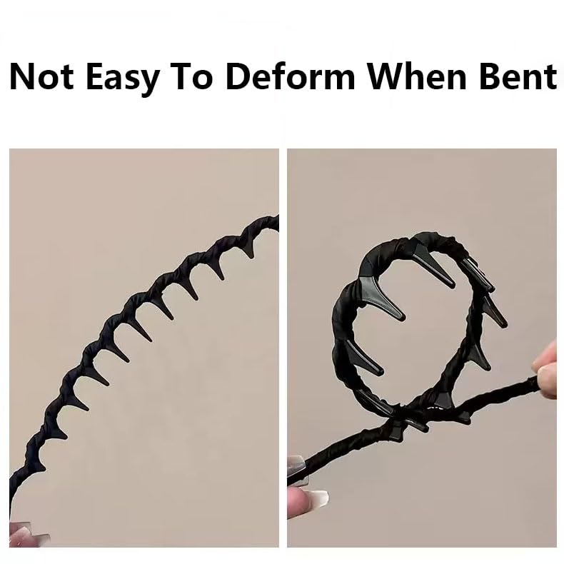 Vintage High Skull Reversible Headband with Teeth, Fashion High Cranium Headbands, Non-slip Decorative Accessories for Women (A (Black,Green, khaki), L) - Image 2