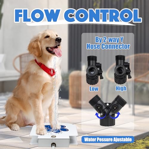 BACOENG Trinkbrunnen für Hund und Haustier, Wasserspielzeug für Hunde, Hund Wasser Gartenbrunnen, Outdoor Hunde Trinkbrunnen, Verbessertes Premium-Ventilset (Messing statt Plastik)