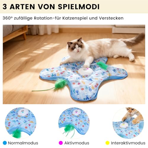 Image of FIVAVA Cat Toy Self-Employment, Interactive Cat Toy, Electric, Rechargeable Toy for Cats with 3 Interchangeable Feathers