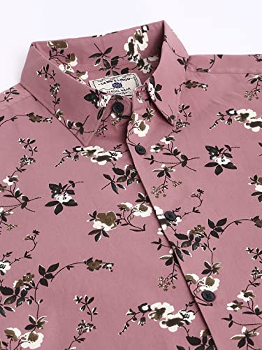 Image of Dennis Lingo Men's Floral Dusty Slim Fit Cotton Casual Shirt with Spread Collar & Full Sleeves