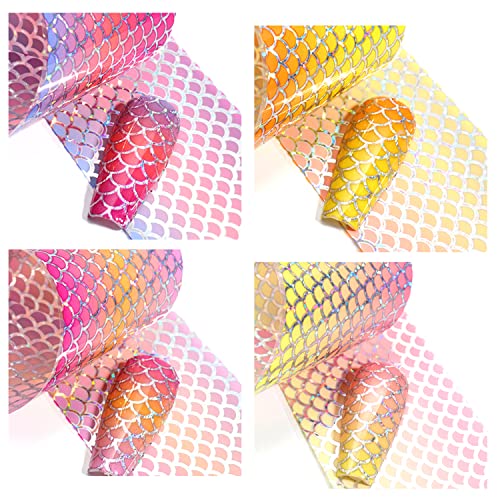 Tyuimhx TYUIMHX-139 Fish Scales Nail Art Foils Transfer Stickers Colorful Holographic Laser Nail Foil Sticker Decals Mermaid Line Designs Nail Supplies thumb #4