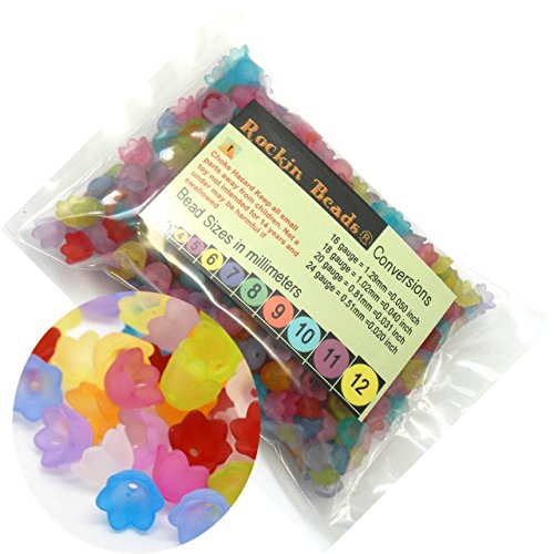 Rockin Beads Brand, 500 Frosted Mix Lily Flower Acrylic Beads Bead 10x7mm Also Used As Bead Caps