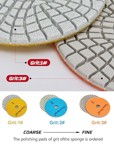 Casaverde 3 Steps Polishing Diamond Pads,100mm Diamond Wet Polishing Pads for Granite Marble Terrazzo Quartz Engineered Stone - Image 3