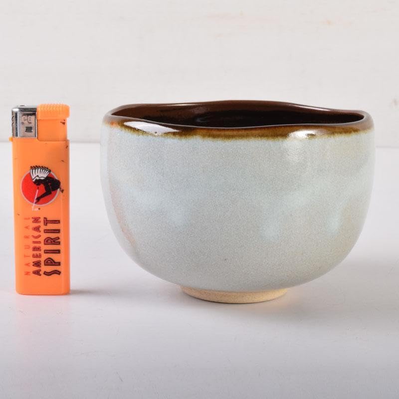 茶道具膳所焼陽炎園造淡海ぜぜ而妙斎筆柿絵茶碗共布共箱V7091