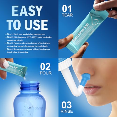 Image of MAOEVER 120 Saline Nasal Packets, Nasal Salt Rinse for Neti Pots & Squeeze Bottles, Individually Wrapped & pH Balanced, Cooling Sinus Relief & Nasal Care(120, Mint Green)