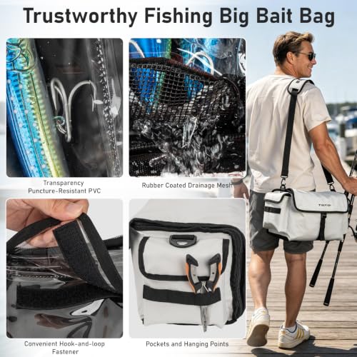 THKFISH Bolsa grande para carnada, bolsa enrollable para señuelos de pesca de trolling de gran tamaño para agua salada miniatura 5