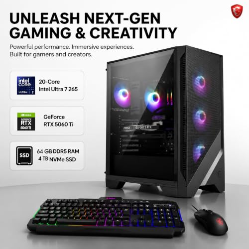 Image of msi Codex R2 Gaming Desktop, 64GB DDR5 RAM, 4TB SSD, NVIDIA RTX 5060 Ti