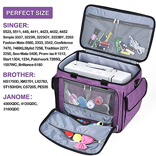 CAB55 Sewing Machine Case, Sewing Machine Carrying Bag with Removable Padding Pad, Tote Bag for Sewing Machine and Extra Sewing Accessories, Purple(17"x13"x14") by CAB55 - Image 3