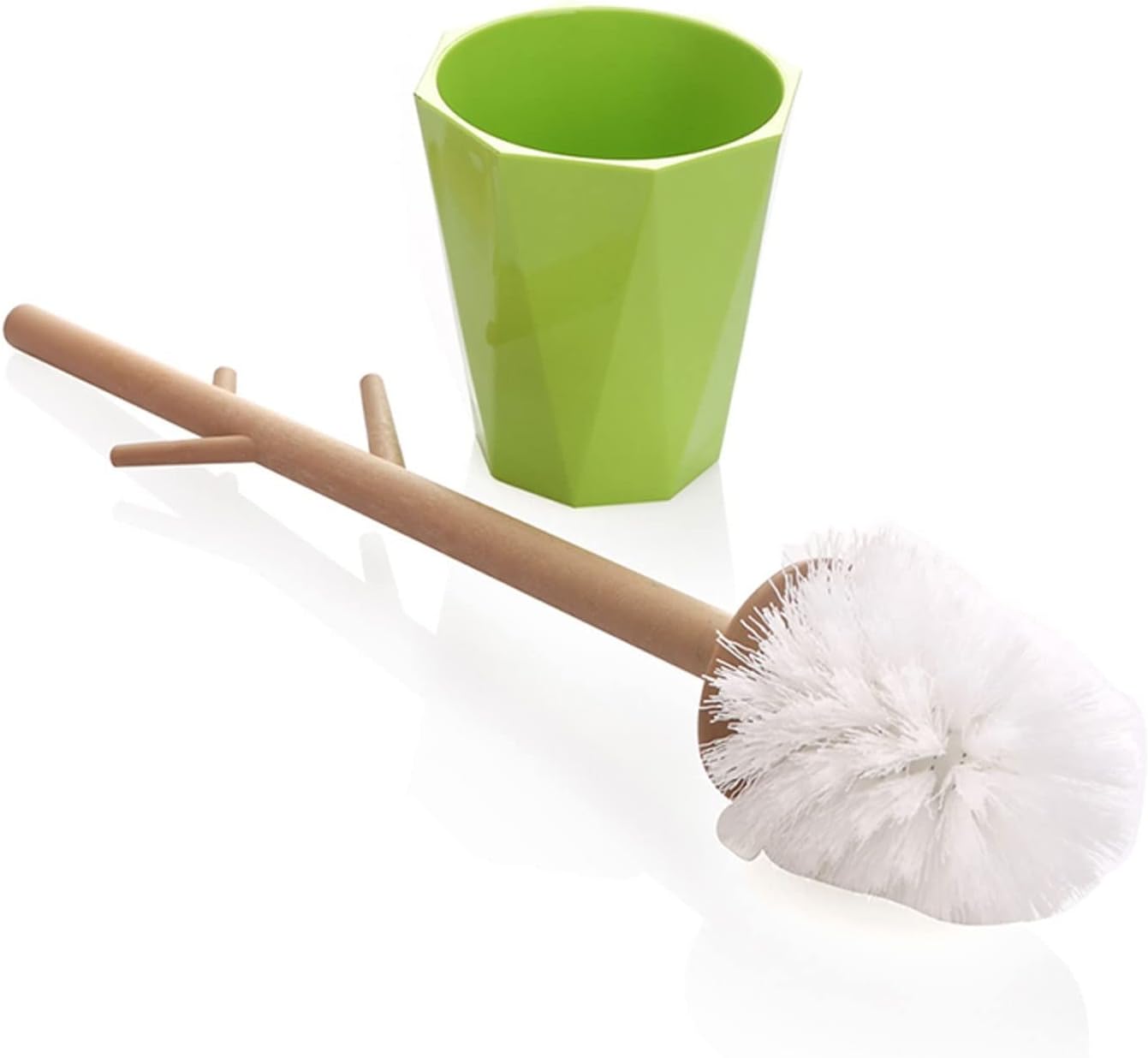 Toilet Brush Holder Toilet Brush,Branch Shape Toilet Brush Fashion Bathroom Accessories Plastic Toilet Brush Holder Long Handle Easy to Clean Green Red Yellow Toilet Brush Holders(C)