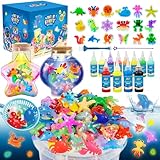 LED Night Light Up, Magic Water Fairy Craft Kit for Kid, Glow-in-The-Dark Magic Gel Water Pets Squishy Kit, Aqua DIY Elf with 18 Molds,100ml Gels, 5L Bucket Christmas Gift Make Your Own Sea World