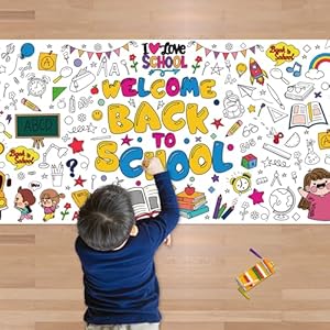 OHOME Back to School Giant Coloring Poster/Tablecloth - Back to School Decorations - 30 x 72 Inches Kindergarten School Supplies for Kids - Back to School Gifts for Kids - Banner Classroom Must Haves OHOME Back to School Giant Coloring PosterTablecloth Back to School Decorations 30 x 72 Inches Kindergarten School Supplies for Kids Back to School Gifts for Kids Banner Classroom Must Haves