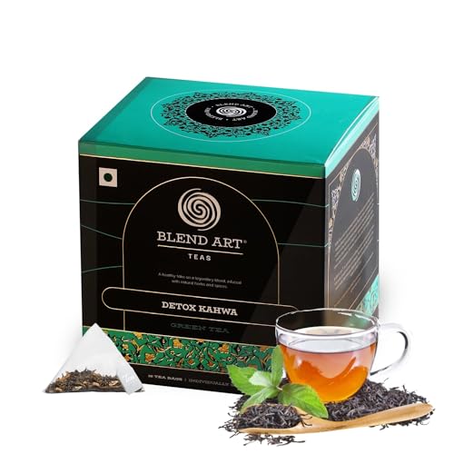 Blendart Detox Kahwa Green Tea Helps In Detoxification Improves Digestion Ideal After Meal Beverage Helps Cleanse Immunity Booster Cold Relief 100% Natural Ingredient – 15 Tea Bags Blendart Detox Kahwa Green Tea Helps In Detoxification Improves Digestion Ideal After Meal Beverage Helps Cleanse Immunity Booster Cold Relief 100% Natural Ingredient – 15 Tea Bags