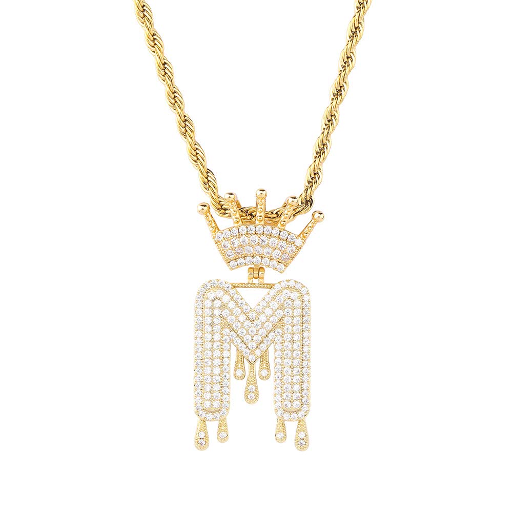 Initial Necklaces for Women 18K Plated Gold Initial Necklace for Men Silver Iced Out Diamond Name Letter Necklace