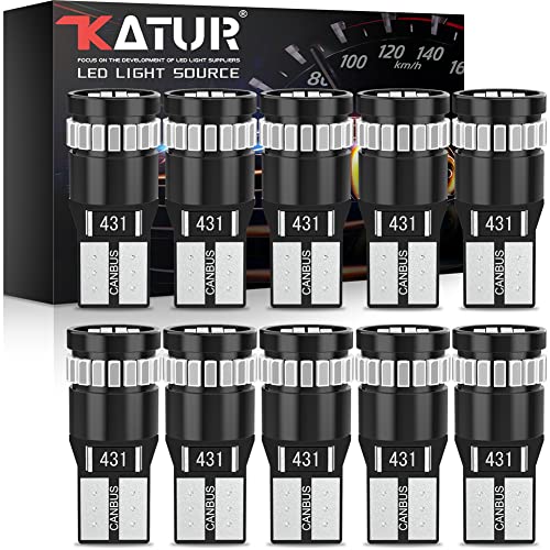 KATUR Bombilla LED 194 168 2825 W5W T10 24-SMD 3014 Conjuntos De Chips Bombilla LED Canbus Sin Errores para El Domo del Automóvil Mapa De Cortesía Puerta Luces De Matrícula (10 Piezas, Ultra Azul)