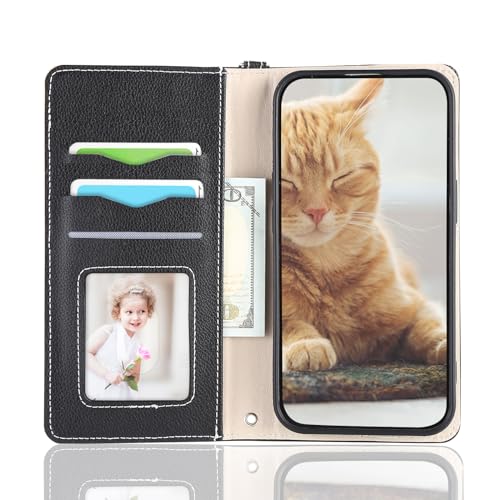 iPhone13 レザーケース 手帳型 猫 エンボス工芸 顆粒感の表層レザー プレミアム 男女通用 大人 高校生 プレゼント ストラップ付き iPhone13 ケース 手帳型 マグネット付き 財布型ケース iPhone13 手帳型スマホカバー キャラクター おしゃれ カード収納付き 耐久性 耐衝撃 きれい 黒