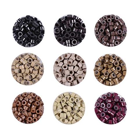500pcs 5.0X3.0X3.0mm Silicone Micro Rings Links Beads for Hair Extensions (Dark Brown) Cover