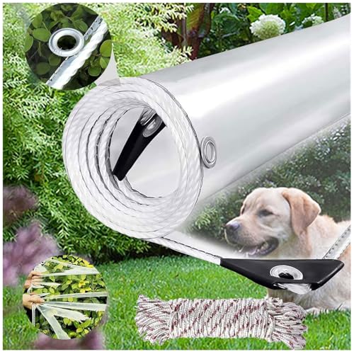 Lona Protección Transparente con Ojales, 0,35mm Espesor Lona de PVC Impermeable, Multiusos Toldo para Muebles, Piscina, Coche, Jardín, Incluyendo Cuerdas y Ataduras (1x2m)