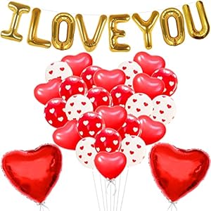 I Love You Balloons Decorations – Pack of 37 | Heart Balloons for Proposal Decorations, Happy Anniversary Decorations…