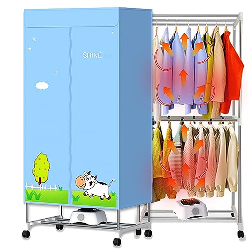 Electric Clothes Dryer, 1000W 2-Tier Heated Clothes Airer with Cover Heated Clothes Airer Indoor Stainless Steel Clothes Drying Rack Laundry Drying Cabinet Space Saving Load 15kg per layer