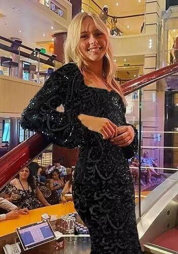 Women Long Sleeve Sequin Prom Dresses Sparkly Mermaid Long Formal Evening Party Gowns3