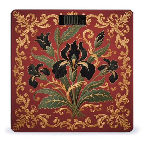 Báscula digital de baño floral vintage negra miniatura 1