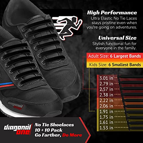 Diagonal One SWEET-746 No Tie Shoelaces For Kids & Adults. The Elastic Silicone Shoe Laces To Replace Your Strings. 16 Slip thumb #2