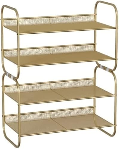 Organizador de zapatos de 4 niveles apilable resistente de malla metálica organizador de almacenamiento de zapatos para entrada sala de estar