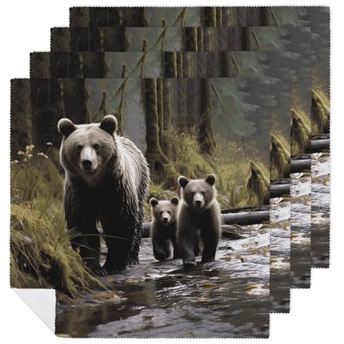 Mother Bear y sus servilletas de tela cuadradas 18.7x18.7 pulgadas miniatura 1