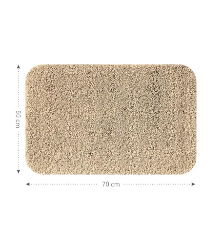 Image of Obsessions Ultra-Absorbent Quick-Dry Bath Mat | 1400 GSM Polyester | Soft, Non-Slip & Fast-Drying Bathroom Rug for Safety & Comfort | 50 x 70 cm | Dark Beige