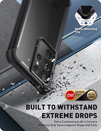 Image of i-Blason PC Ares Series Designed For Galaxy S21 Ultra 5G Case Cover (2021 Release), Rugged Clear Bumper Cover Case Without Screen Protector (Black)