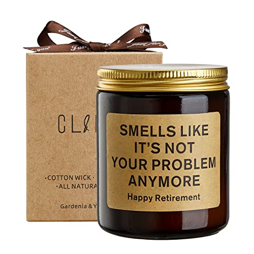 CL&MH Rosemary+Orange+Sage Scented Candles,Retirement Gift,Funny Candle,Happy Retirement Gift for Quitting Job,Gift Her,Gift Him Teacher Retirement,Gift Coworker,Happy (Smells), 9 ounce