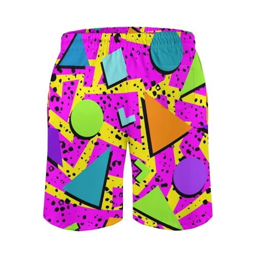 Vintage 80s Memphis Mens Beach Shorts Funny Elastic Waist Quick Dry Swim Trunks3