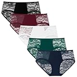 INNERSY Braguitas Encaje para Mujer Hipster Bragas Algodon Culotte Ropa Interior Sexy 5 Pack (S, Multicolor Retro)