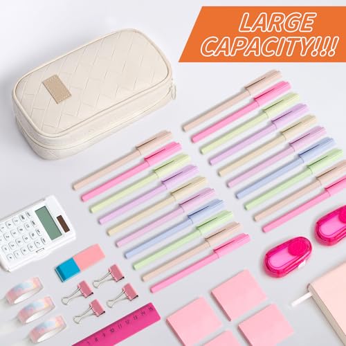 Image of Kaluofan Pencil Case, Large Capacity Pencil Pouch, Extra Big Pencil Bag with 6 Compartments Pencil Case Pouch, Portable Pencil Case Pouch Holder Box Organizer Cosmetic Bag(White)