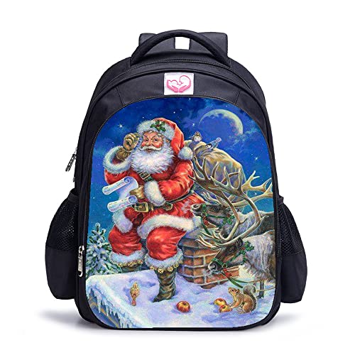 Sac à dos de mode avec impression 3D Père Noël - Grand volume et bretelles confort