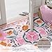 Yuemasi Washable Pink Floral Rug 8x10 Living Room, Soft Coquette Rugs for Bedroom Girls Non Slip, No Shedding Colorful Boho Carpet for Nursery Dorm Teen Kid Toddler (8x10ft,Pink)