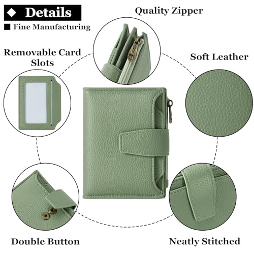 Image of Airkit Small Wallet Women RFID Blocking Soft Leather Bifold Compact Card Holder Wallet for Women with Zipper Coin Pocket 4 ID Window