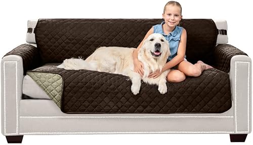 Vista 229 de Sofa Shield Funda de sofá con correa, reversible, resistente a las manchas y al desgarro, funda acolchada de microfibra, lavables, asiento de 78
