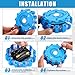 Tallew 4 Pack LED Road Flares Emergency Light Kit 9 Glow Modes Flashing Safety Warning Beacon Magnet Hook Vehicle Boat Truck Disc Magnetic Flash Cars Security Driveway Automotive Strobe (Blue)