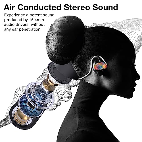 Image of Purity Air Open Ear Headphones - True Air Conduction Wireless Bluetooth Open Ear Earbuds with Dual Mic for iPhone /Android - Secured Long Wearing Comfort, Sports Sweat Resistant (ACPCS151)