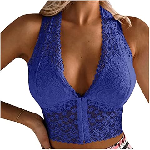 Jayyouu Bras for Women Lace Straps Beautiful Back Wrap Hollow Out Push Up Bra Underwear Plus Size Bras Blue Cover