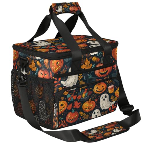 Insulated Picnic Backpack Lunch Box for Women Men Picnic Basket Tote Lunch Bag Picnic Bag Portable Lunch Bags for Picnic, Beach, Work, Trip,Office, Camp Halloween Pumpkins