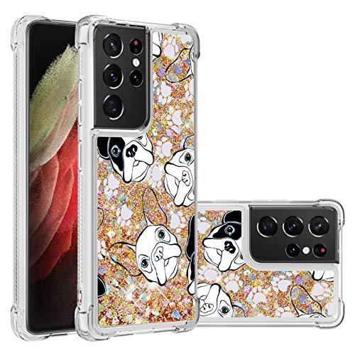 Capa para Galaxy S21 Ultra, Uzer à prova de choque, desenho de areia movediça fofo cintilante líquid