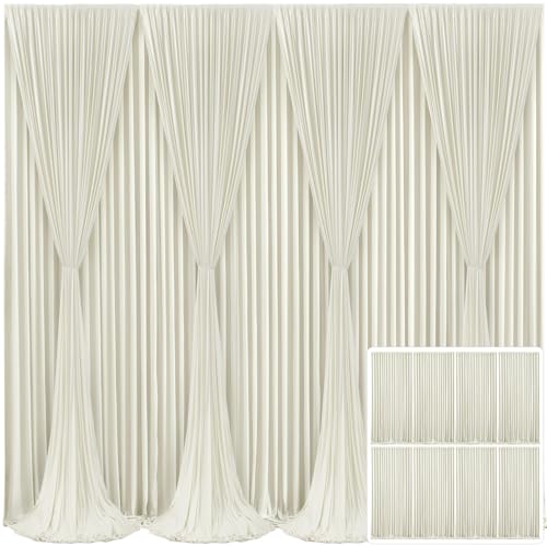 8 Panels Beige Backdrop Curtain for Wedding Parties Wrinkle Free Beige Photo Curtains Backdrop Drapes Fabric Decoration for Baby Shower Photography 40ft(W) x 10ft(H)