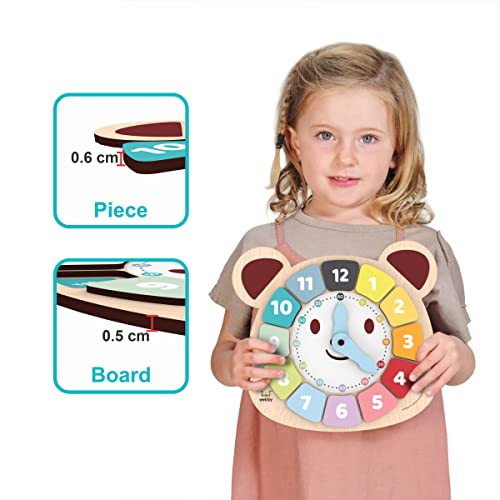 Image of Webby Bear Colors Clock | Early Learning Toy | Time Learning | Educational Learning Clock Toy - Wooden Clock | Lovely Shapes - Cognitive Toy for Kids